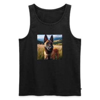 Belgischer Malinois - Männer Premium Bio Tank Top - Schwarz - Vorne - AI Model Male 178 light (178cm)
