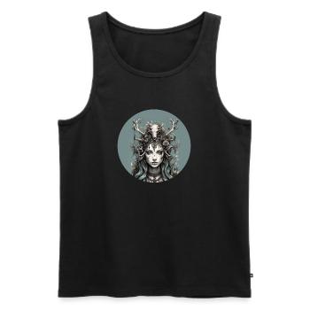 Mystical forest goddess with deer antlers, shaman. - Men's Premium Organic Tank Top - black - Front - Michal (187cm)