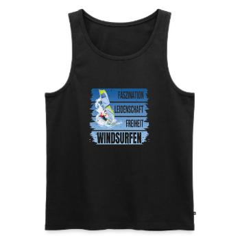 Faszination - Leidenschaft - Freiheit - Windsurfen - Männer Premium Bio Tank Top - Schwarz - Vorne - Michal (187cm)