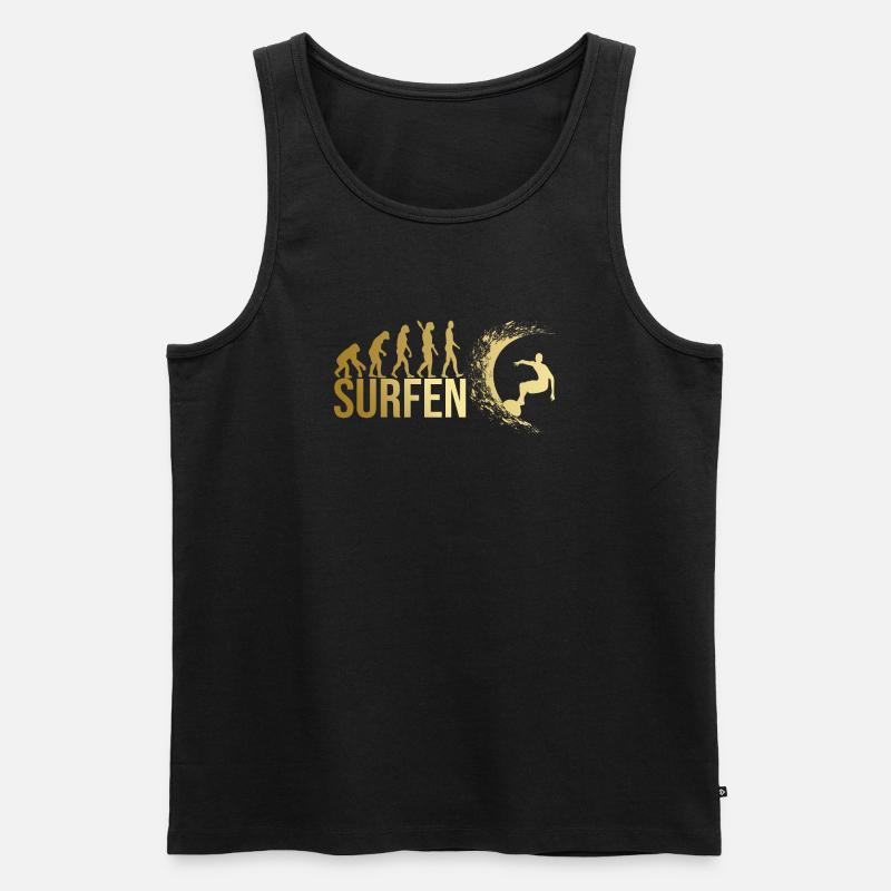 Evolution Surfen - Männer Premium Bio Tank Top - Schwarz