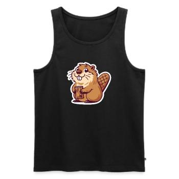 Biber Meme - Männer Premium Bio Tank Top - Schwarz - Vorne - AI Model Male 178 light (178cm)