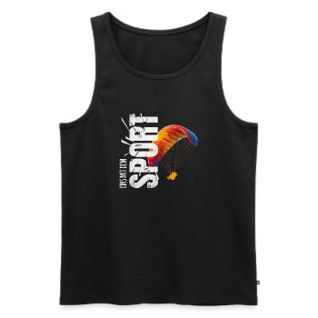 Eins mit dem Sport - Paragliden - Männer Premium Bio Tank Top - Schwarz - Vorne - Michal (187cm)