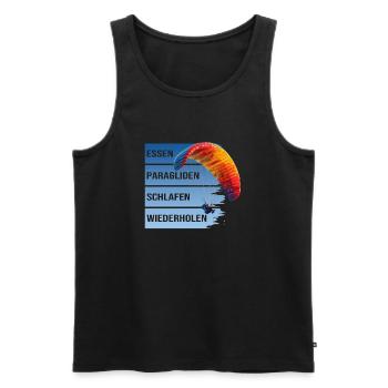 Essen - Paragliden - Schlafen - Wiederholen - Männer Premium Bio Tank Top - Schwarz - Vorne - Michal (187cm)