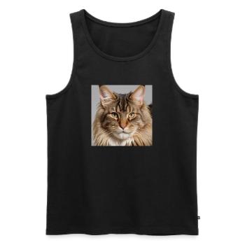 Maine coon, le grand félin - Débardeur bio Premium Homme - noir - Devant - AI Model Male 178 light (178cm)