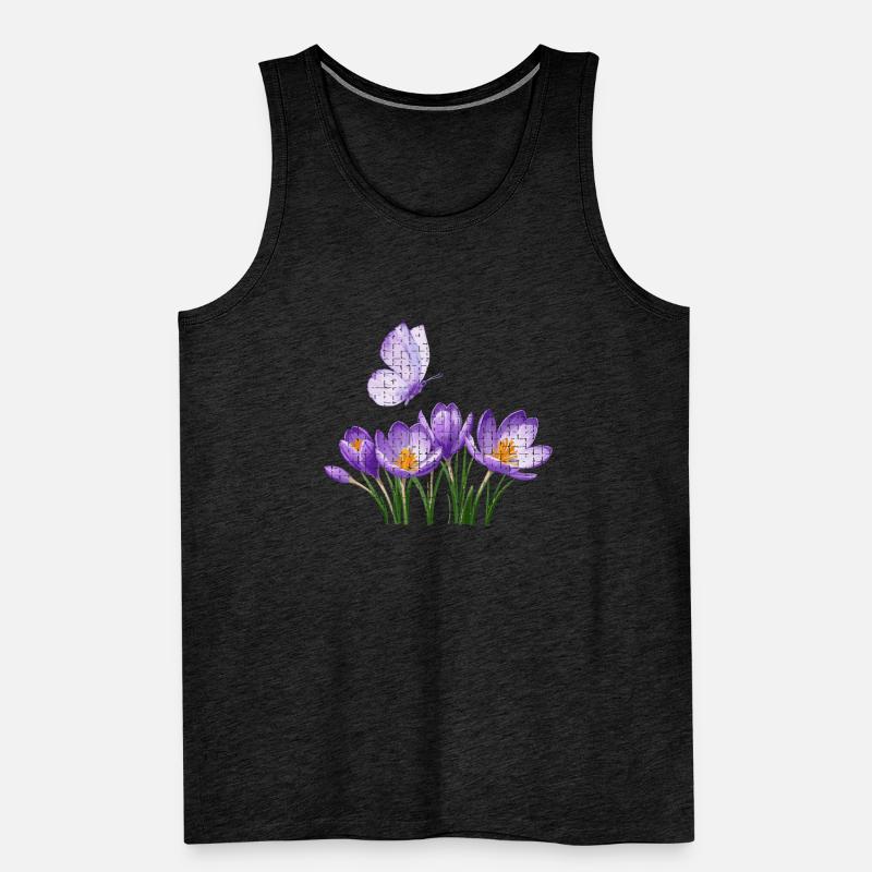 Crocus violets et papillon : conception en treillis Débardeur bio Premium Homme