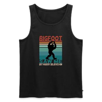Bigfoot lustiger Spruch Retro Background - Männer Premium Bio Tank Top - Schwarz - Vorne - Michal (187cm)