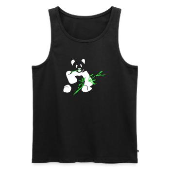 Panda mit Bambus - Männer Premium Bio Tank Top - Schwarz - Vorne - AI Model Male 178 light (178cm)
