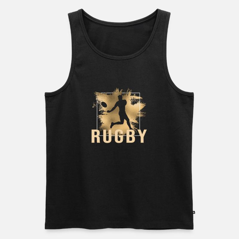 Rugby - Männer Premium Bio Tank Top - Schwarz