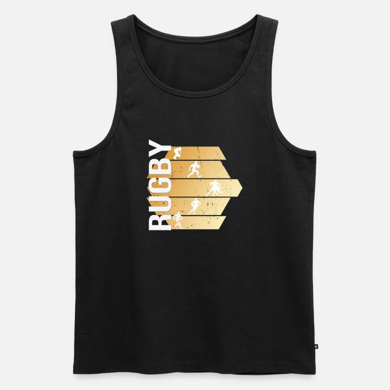 Rugby - Männer Premium Bio Tank Top - Schwarz