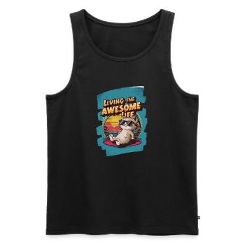 Live Chill Badass Katze - Männer Premium Bio Tank Top - Schwarz - Vorne - Michal (187cm)