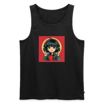 Anime Green eyes Girl - Männer Premium Bio Tank Top - Schwarz - Vorne - Michal (187cm)