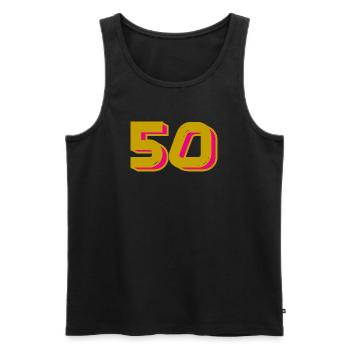 50. 50 YEARS. 50th ANNIVERSARY. 50TH ANNIVERSARY. - Men's Premium Organic Tank Top - black - Front - AI Model Male 178 light (178cm)