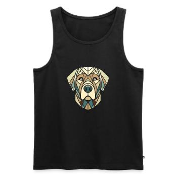 Tête labrador retriever art géométrique, polygone - Débardeur bio Premium Homme - noir - Devant - Michal (187cm)