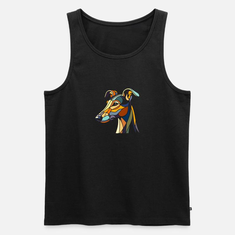 Windhundkopf im geometrischen Kunststil, Polygon - Männer Premium Bio Tank Top - Schwarz