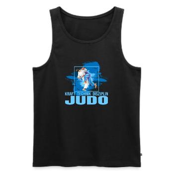 Kraft - Technik - Disziplin - Judo - Männer Premium Bio Tank Top - Schwarz - Vorne - AI Model Male 178 light (178cm)