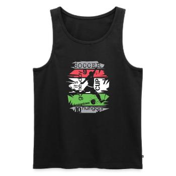 Fußball Ungarn Turnier Collage Torschuss Symbol - Männer Premium Bio Tank Top - Schwarz - Vorne - Michal (187cm)