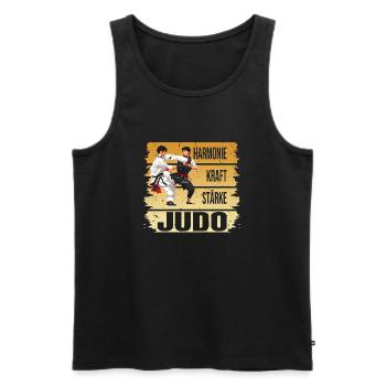 Harmonie - Kraft - Stärke - Judo - Männer Premium Bio Tank Top - Schwarz - Vorne - AI Model Male 178 light (178cm)