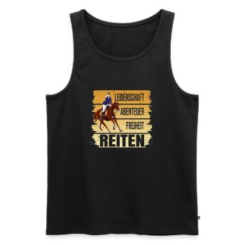 Leidenschaft - Abenteuer - Freiheit - Reiten - Männer Premium Bio Tank Top - Schwarz - Vorne - Michal (187cm)