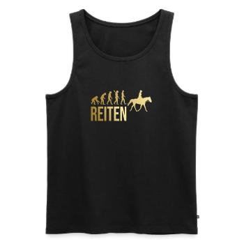 Reiten Evolution - Männer Premium Bio Tank Top - Schwarz - Vorne - AI Model Male 178 light (178cm)