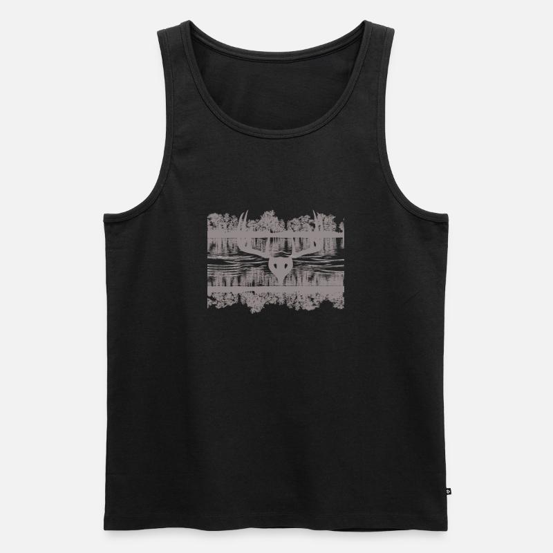 Wildlife Reflections Silhouette Design - Männer Premium Bio Tank Top - Schwarz