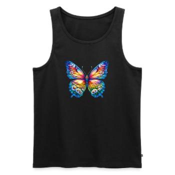 Butterfly flowers daisy daisies - Men's Premium Organic Tank Top - black - Front - AI Model Male 178 light (178cm)