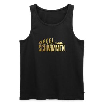 Evolution Schwimmen - Männer Premium Bio Tank Top - Schwarz - Vorne - AI Model Male 178 light (178cm)