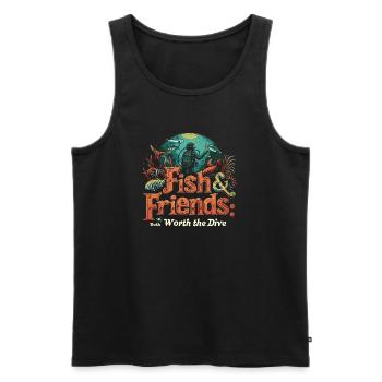 Poissons et amis : les deux valent le détour - Débardeur bio Premium Homme - noir - Devant - AI Model Male 178 light (178cm)