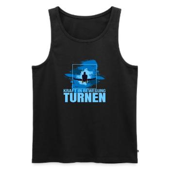 Kraft in Bewegung - Turnen - Männer Premium Bio Tank Top - Schwarz - Vorne - AI Model Male 178 light (178cm)