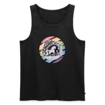 Niedliches Einhorn Regenbogen Scherenschnitt - Männer Premium Bio Tank Top - Schwarz - Vorne - AI Model Male 178 light (178cm)