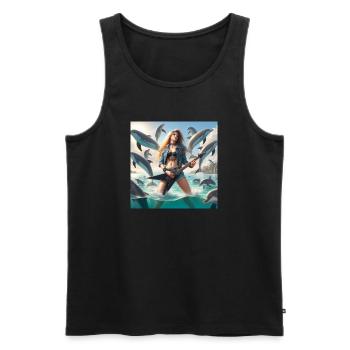 Metal guitarist among dolphins - Men's Premium Organic Tank Top - black - Front - Michal (187cm)