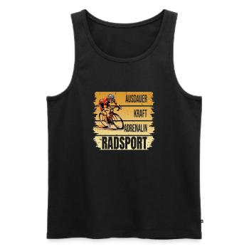 Ausdauer - Kraft - Adrenalin - Radsport - Männer Premium Bio Tank Top - Schwarz - Vorne - AI Model Male 178 light (178cm)