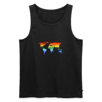 Regenbogen-Weltkarte Pride - Männer Premium Bio Tank Top - Schwarz - Vorne - AI Model Male 178 light (178cm)