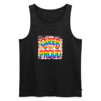 Queer and proud - Men's Premium Organic Tank Top - black - Front - AI Model Male 178 light (178cm)
