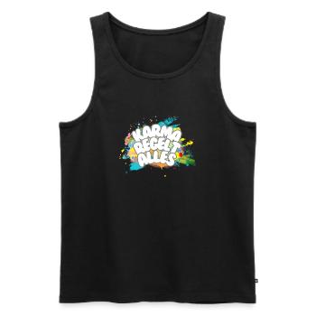 Karma regelt Alles - Männer Premium Bio Tank Top - Schwarz - Vorne - AI Model Male 178 light (178cm)