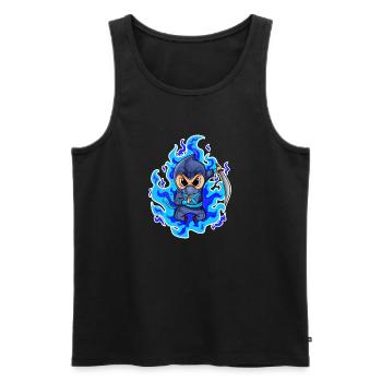 Motif Ninja Bleu Feu - Débardeur bio Premium Homme - noir - Devant - Michal (187cm)