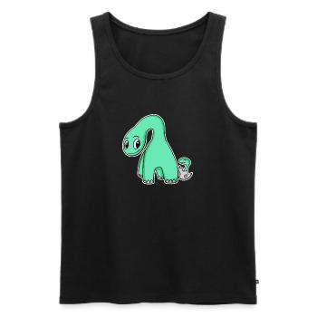 Dinosaure avec bébé dinosaure - Motif Dino - Débardeur bio Premium Homme - noir - Devant - Michal (187cm)