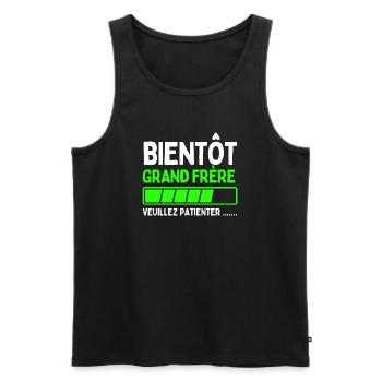 Bientôt grand frère - Débardeur bio Premium Homme - noir - Devant - Michal (187cm)