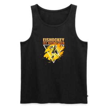 Eishockey ist mein Leben - Männer Premium Bio Tank Top - Schwarz - Vorne - AI Model Male 178 light (178cm)