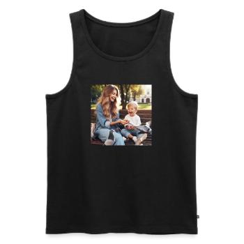 Mother and son - Men's Premium Organic Tank Top - black - Front - AI Model Male 178 light (178cm)