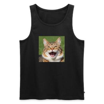Chat - Débardeur bio Premium Homme - noir - Devant - Michal (187cm)