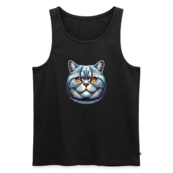 British Shorthair Cat - Men's Premium Organic Tank Top - black - Front - AI Model Male 178 light (178cm)