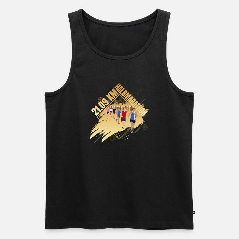 21 09 KM - Halbmarathon - Männer Premium Bio Tank Top - Schwarz