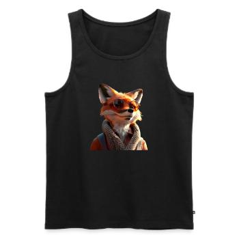 Renard J’aime les renards Renard roux Renard mignon sauvage - Débardeur bio Premium Homme - noir - Devant - AI Model Male 178 light (178cm)