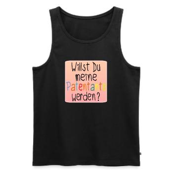 Willst Du meine Patentante werden - Baby Taufe - Männer Premium Bio Tank Top - Schwarz - Vorne - Michal (187cm)