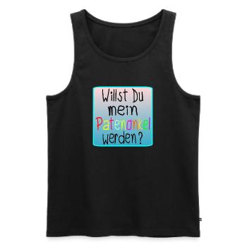 TAUFE - PATENONKEL WERDEN - Männer Premium Bio Tank Top - Schwarz - Vorne - AI Model Male 178 light (178cm)
