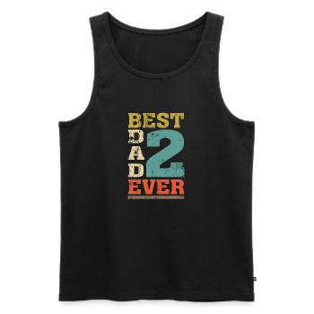 Best Dad Ever Dad 2 Kids Double Dad shirt - Men's Premium Organic Tank Top - black - Front - AI Model Male 178 light (178cm)