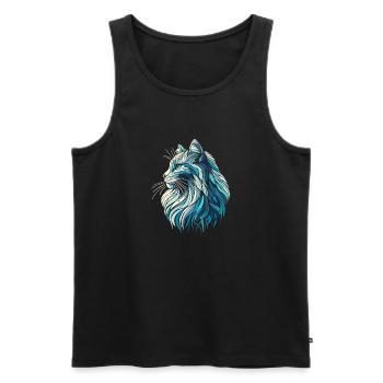 Blue cat head, geometric art, polygons - Men's Premium Organic Tank Top - black - Front - AI Model Male 178 light (178cm)