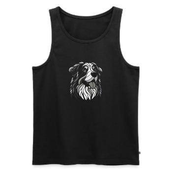 Tête de chien bouvier bernois noir et blanc - Débardeur bio Premium Homme - noir - Devant - AI Model Male 178 light (178cm)