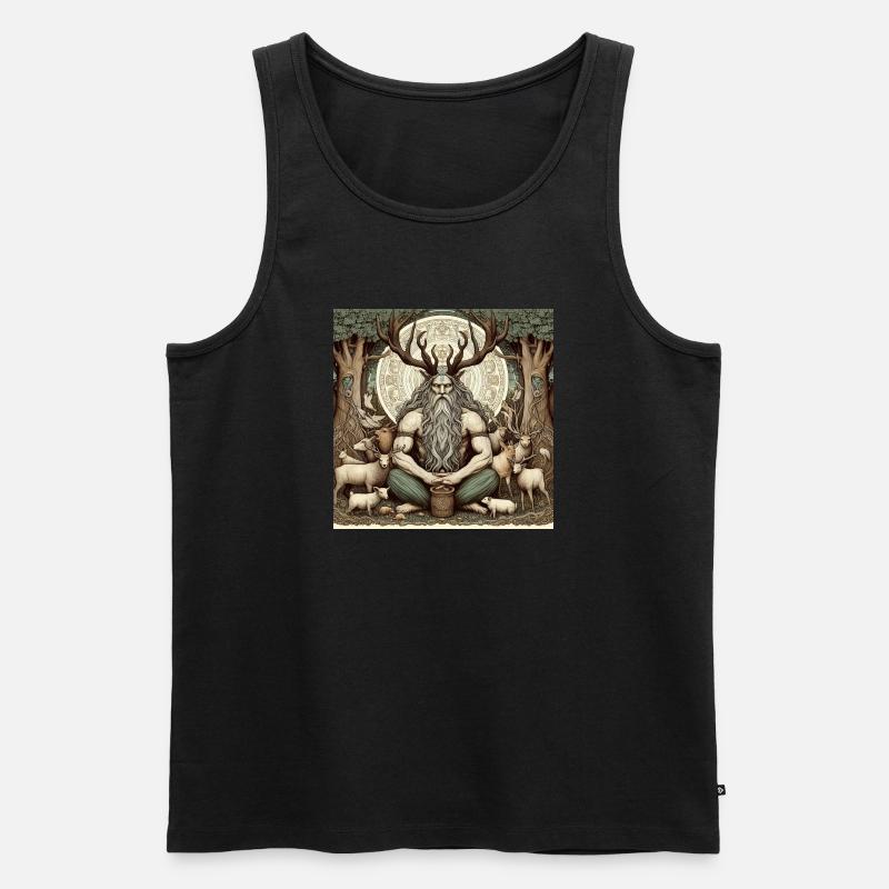 Cernunnos, keltischer Gott - Männer Premium Bio Tank Top - Schwarz