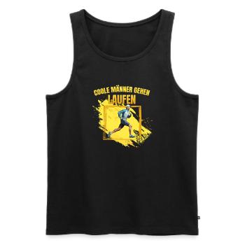 Coole Männer gehen Laufen - Männer Premium Bio Tank Top - Schwarz - Vorne - Michal (187cm)